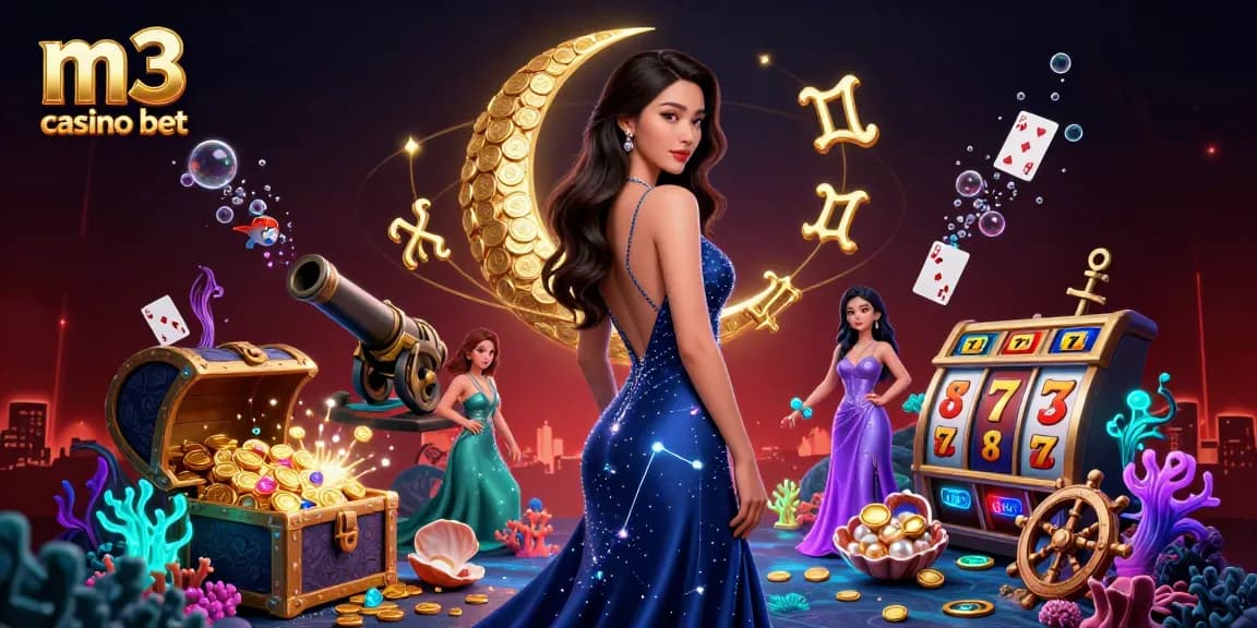 Embark on your gaming adventure at m3 casino bet with an enchanting 3D casino illustration.