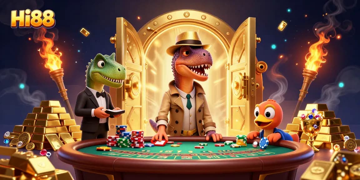 Experience thrilling bets with Hi88 at a vibrant casino scene featuring unforgettable characters.