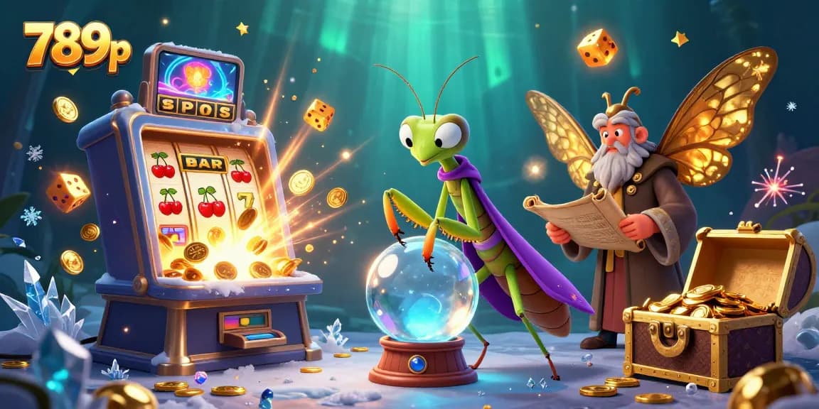 Experience thrilling wins at 789p with a vibrant casino scene of games and fortune tellers.