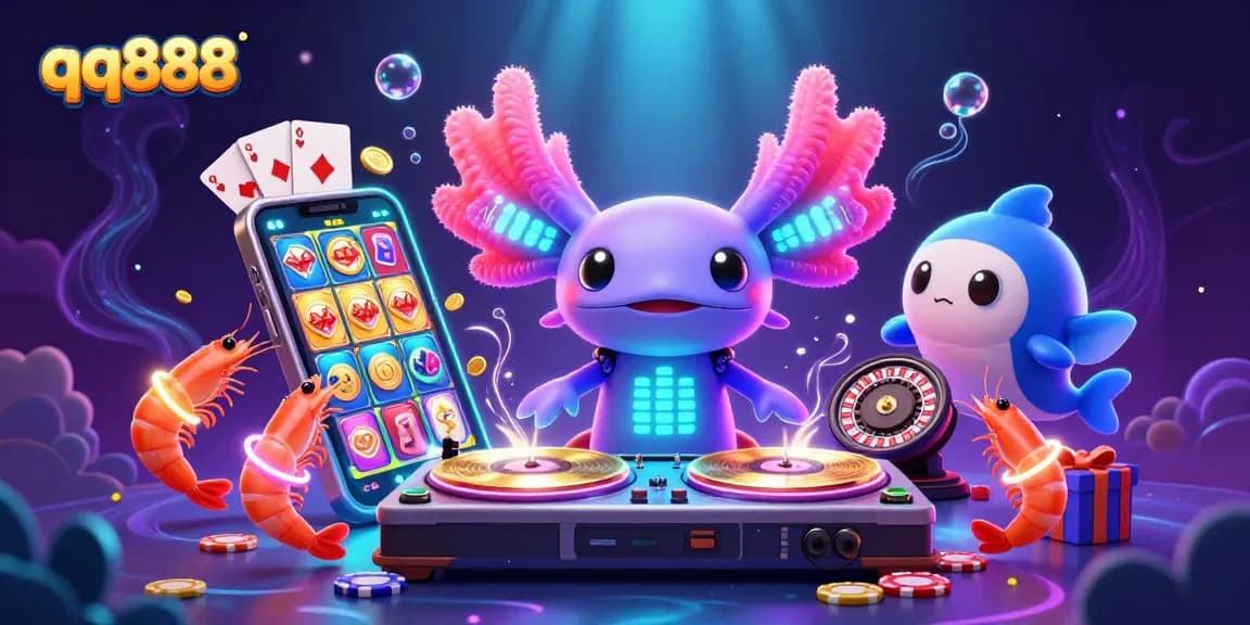Engage in thrilling gameplay at qq888 with an underwater casino scene featuring vibrant characters and interactive elements.