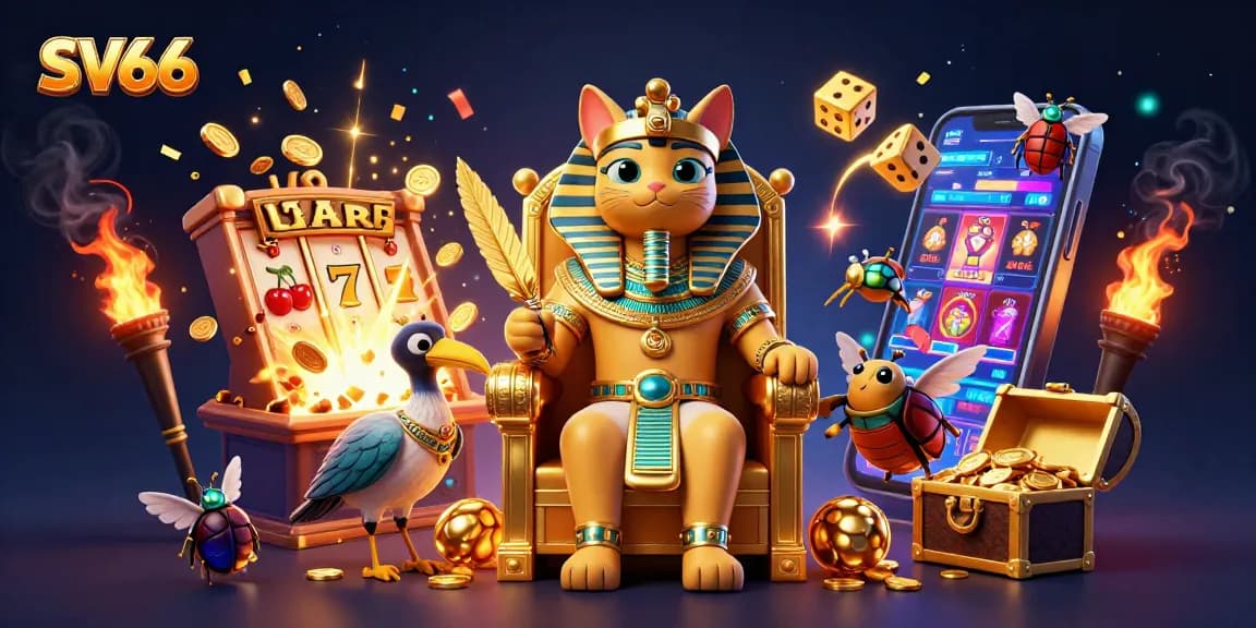 Win big at SV66 with Egyptian-themed 3D slot adventure featuring a pharaoh cat.