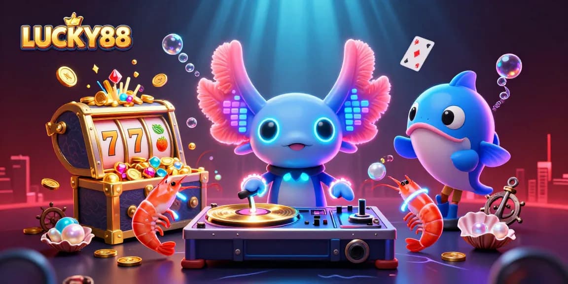 Spin the LUCKY88 slot reels with a vibrant underwater DJ party scene.
