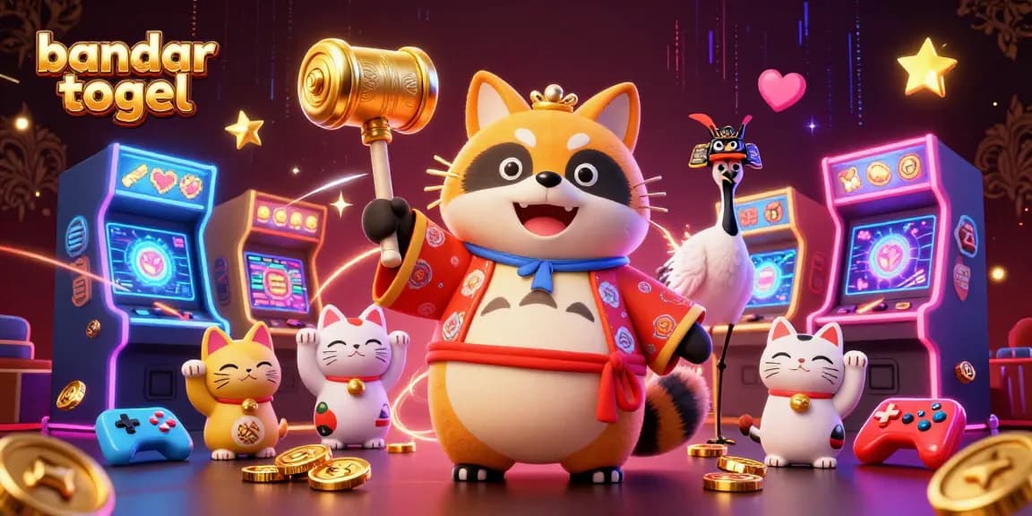 Engage with bandar togel in a vibrant 3D casino atmosphere filled with lucky symbols and game elements.