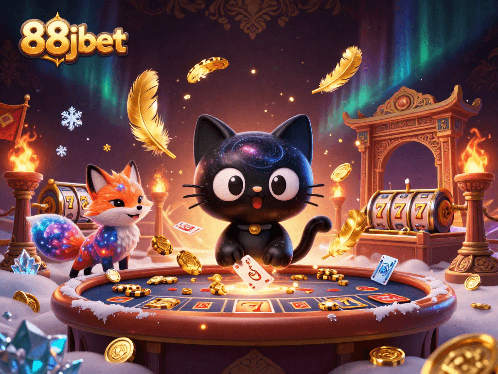 Experience the thrill of winning at 88jbet's cosmic casino with our playful characters in action.
