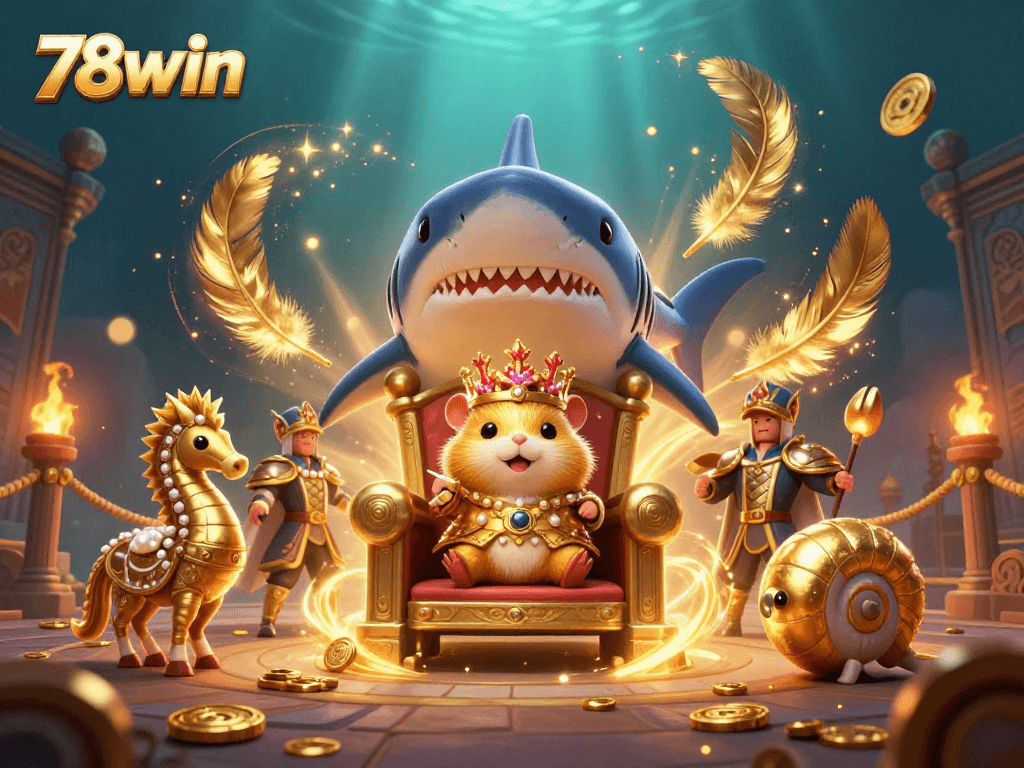 Engage with the vibrant 78win casino environment featuring a hamster king amidst royal guards and thrilling elements.
