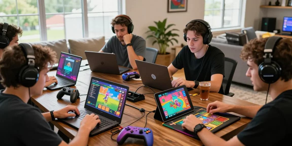 Zowin players enjoying exciting online card games in a cozy home setup with vibrant graphics.