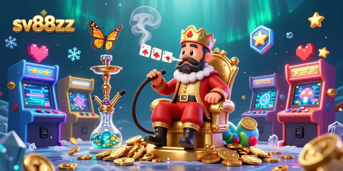Engaging in lively games at sv88zz with a vibrant 3D illustration showcasing a unique casino scene.