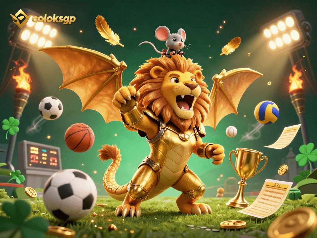 Engage in dynamic sports action with coloksgp, featuring golden-themed creatures and vibrant gaming elements.