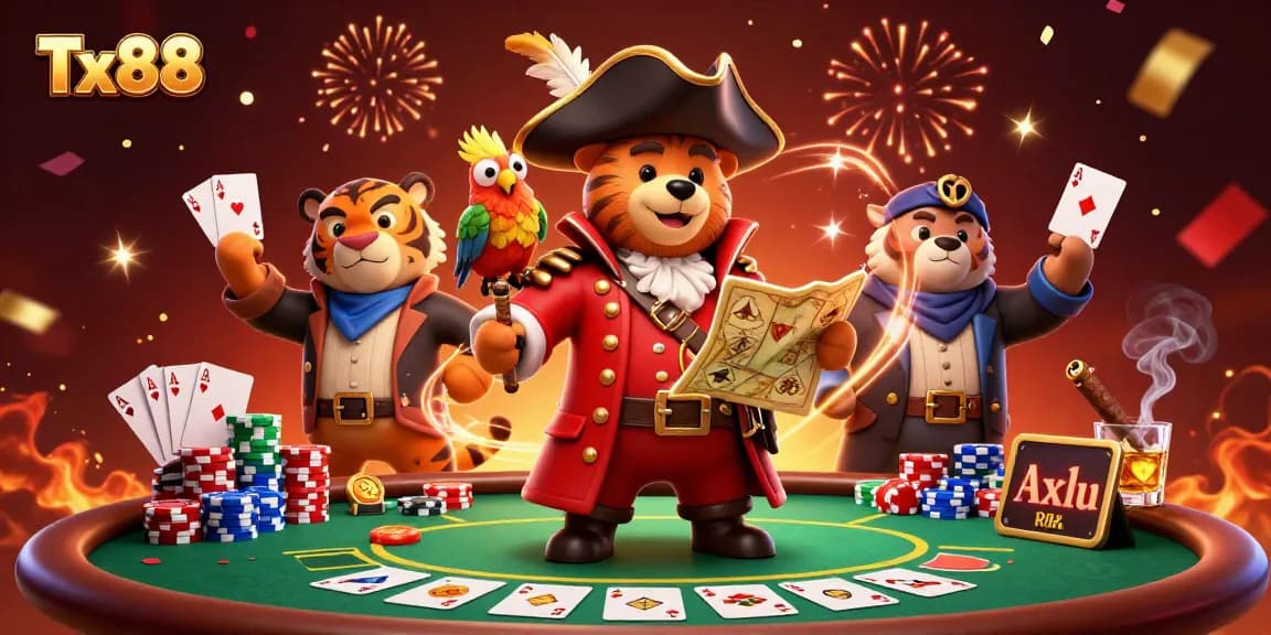 Engage with Tx88 in this thrilling casino scene filled with poker action and vibrant characters.