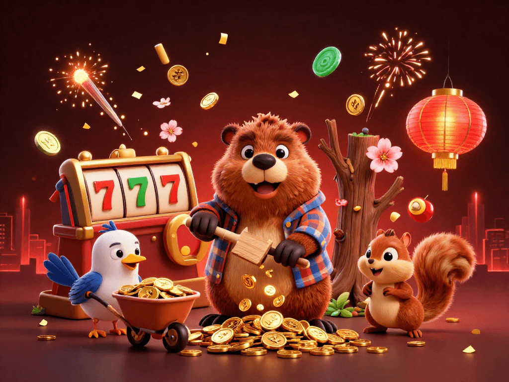 Engage in the wild đạo tặc adventure with a lumberjack beaver, vibrant symbols, and gold treasures.