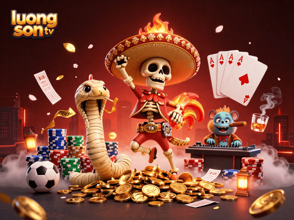 Experience thrilling sports betting with luong son tv in this vibrant 3D casino illustration