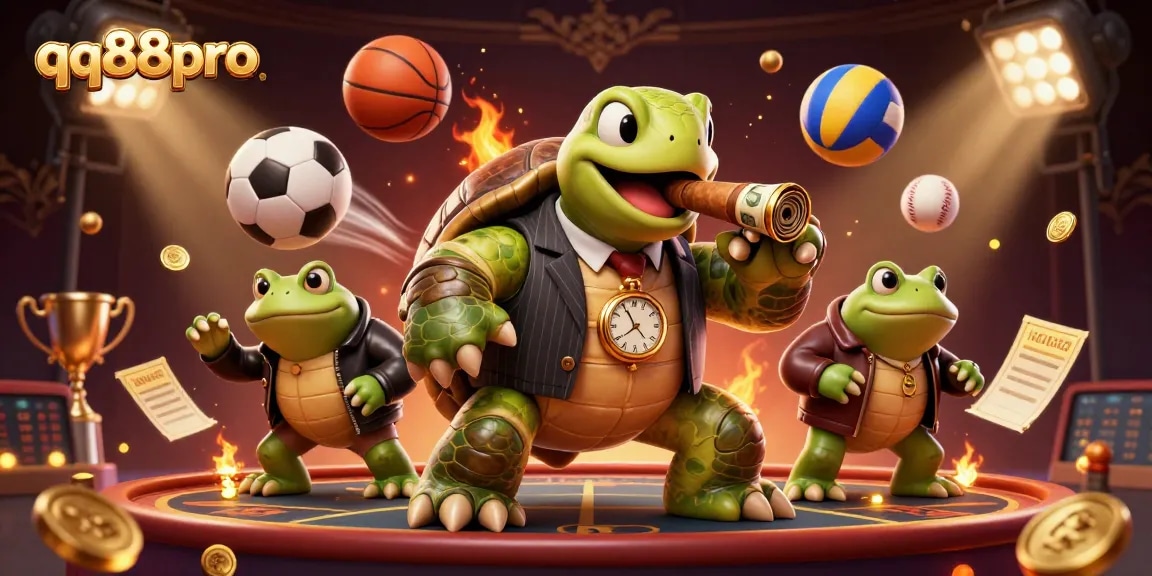 Engage with thrilling gameplay at qq88pro featuring a vibrant 3D casino scene with dynamic sports elements and colorful characters.