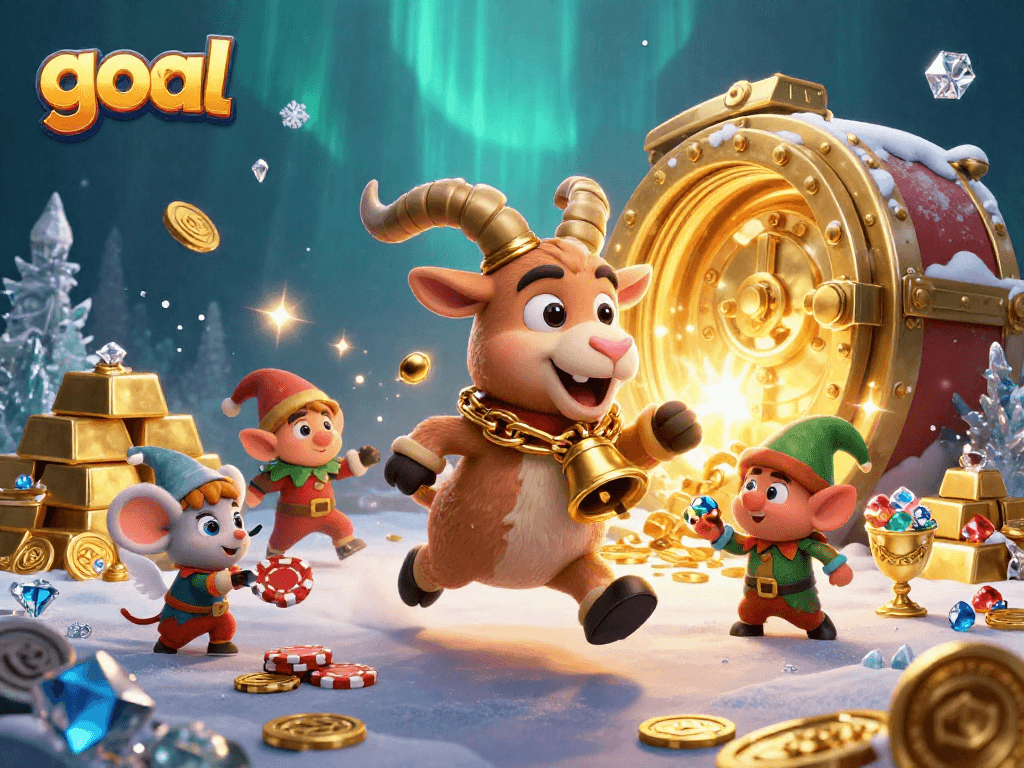Experience the thrill of goal as Krampus and friends manage a lively, festive casino.