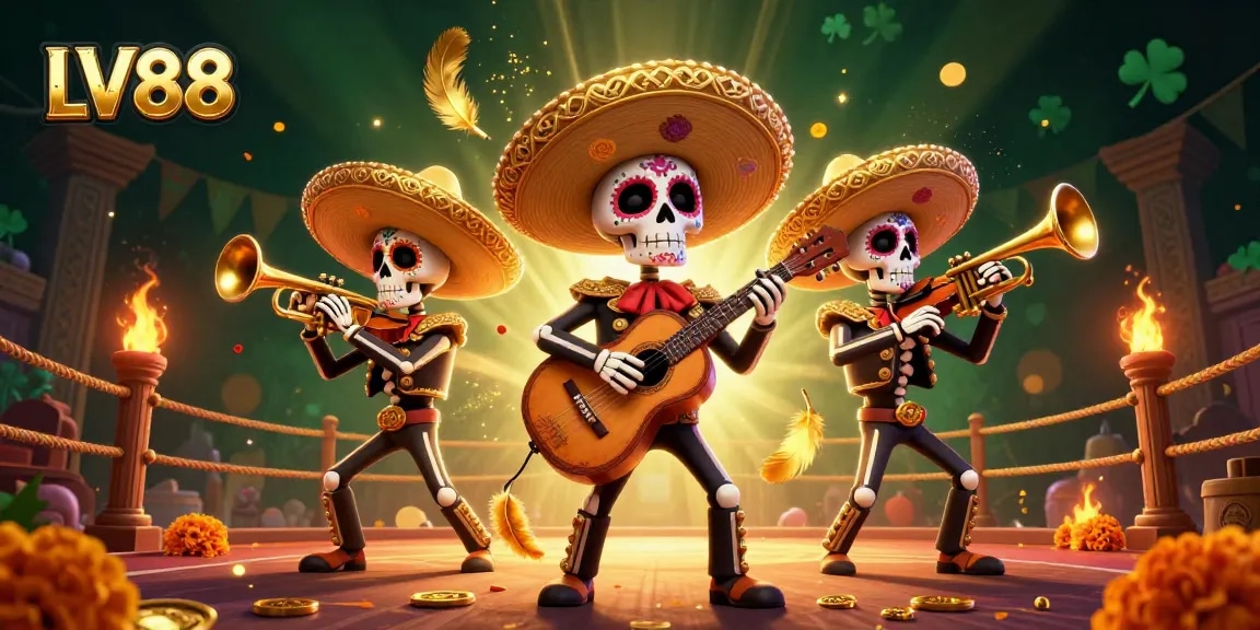 Experience the excitement of LV88's vibrant 3D mariachi band playing amidst rich gambling elements.