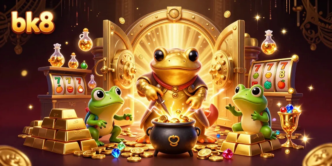 Experience the thrill of bk8 as cartoon alchemists conjure gold and jackpots in a vibrant casino scene.