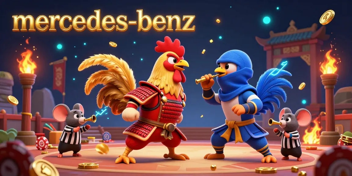 Experience thrilling combat with mercedes-benz fighting roosters in an intense betting arena.