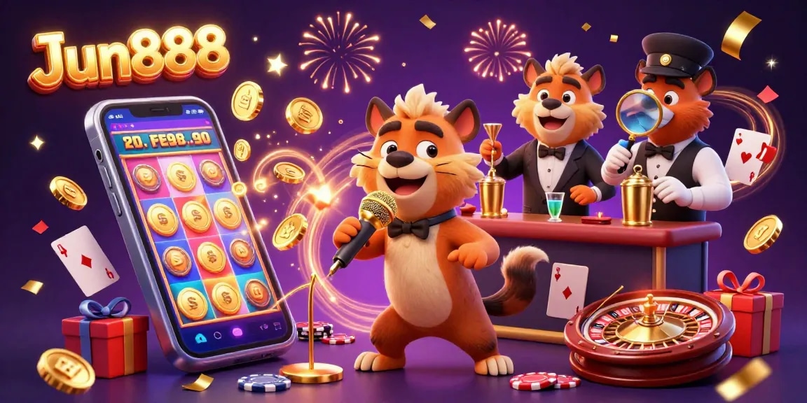 Experience the vibrant Jun888 casino scene with hyenas in hilarious roles, mixing slot action with fun!