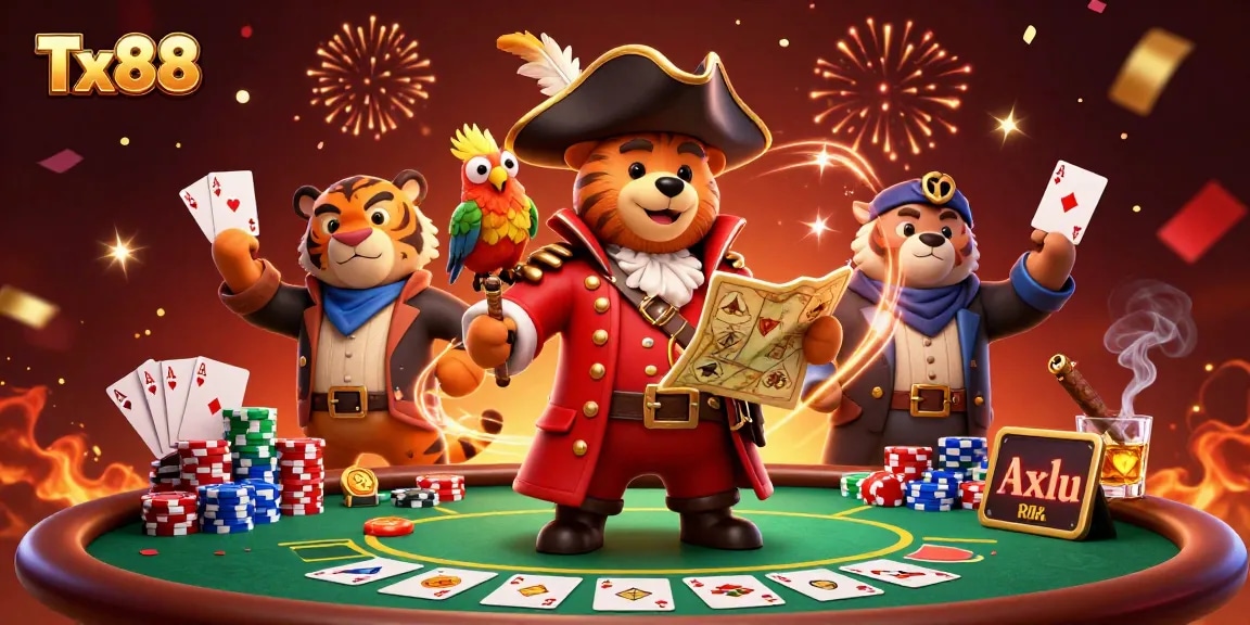 Engage with Tx88 in this thrilling casino scene filled with poker action and vibrant characters.