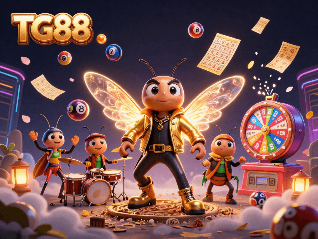 Engage with TG88's exciting lottery action in this vivid illustration showcasing the dynamic gaming atmosphere.