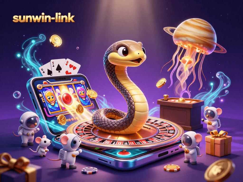 Engage in thrilling bets with sunwin-link as cartoon mice wager on a cosmic roulette wheel