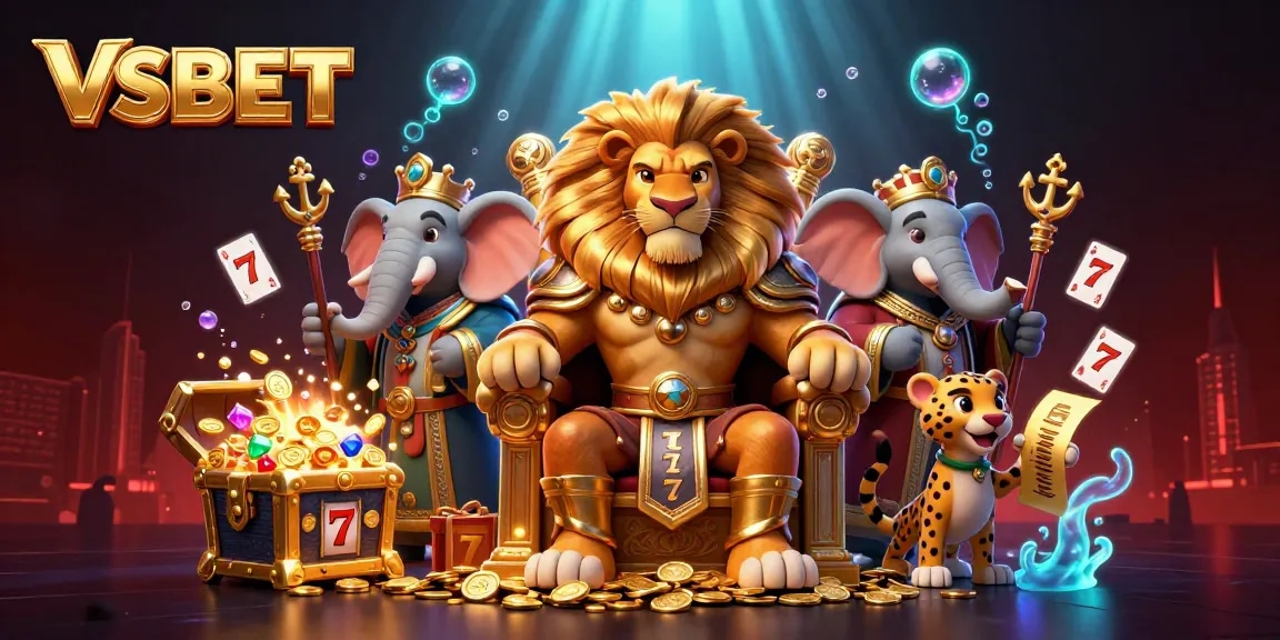 Experience thrilling wins with VSBET in this vibrant 3D casino scene featuring engaging game elements.