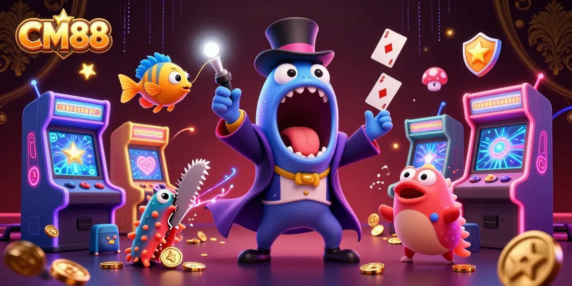 Experience the magic of CM88 with this enchanting 3D illustration featuring a bioluminescent deep-sea eel performing card tricks.