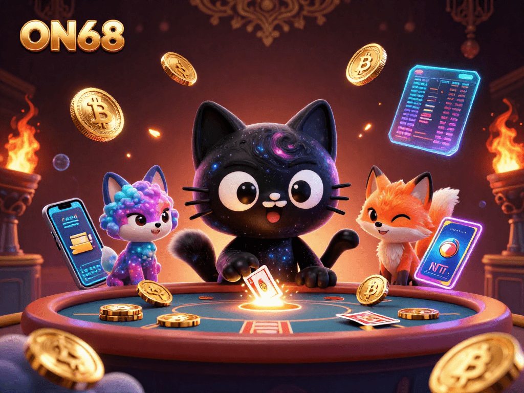 Experience the captivating cosmic casino adventures with ON68 and its vibrant characters.