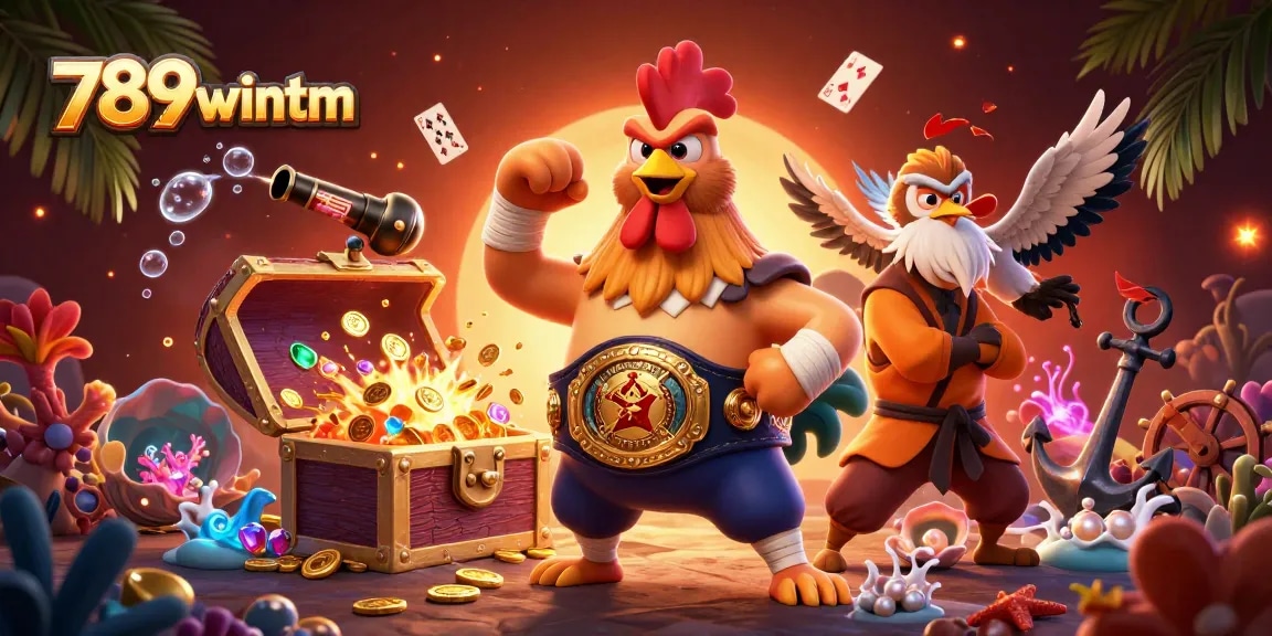 Engage with 789wintm as Muay Thai rooster and Shaolin monkey dominate a packed casino scene