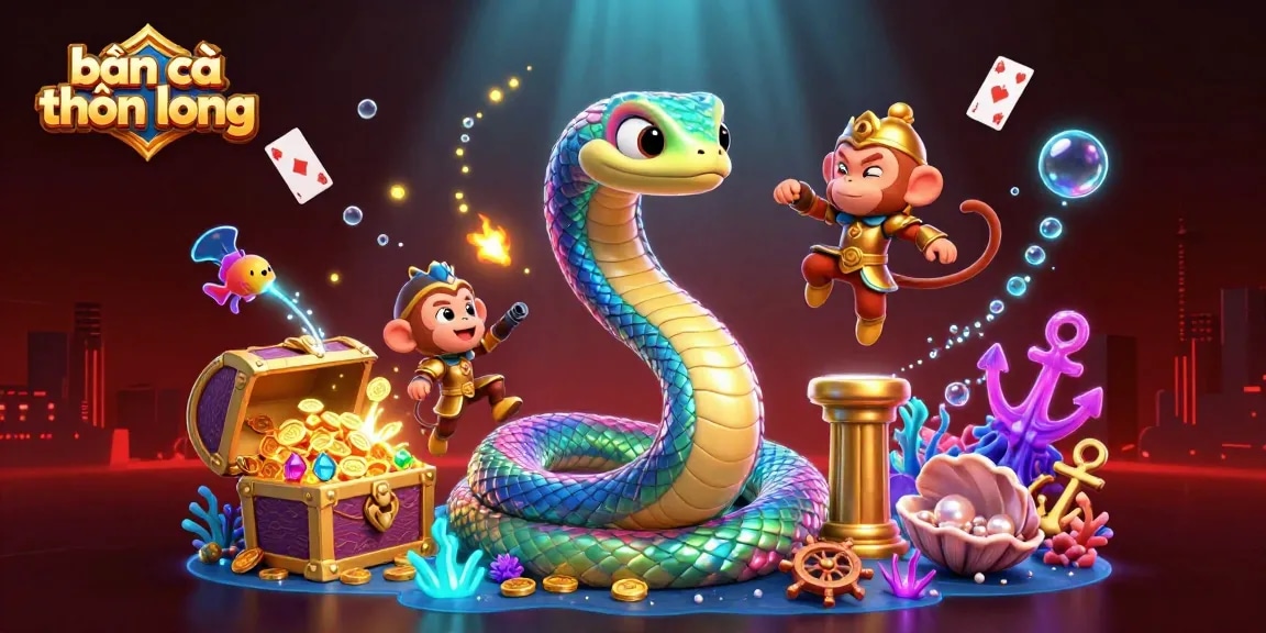 Engage in bắn cá thần long with vibrant underwater action, capturing animated adventures and treasures.