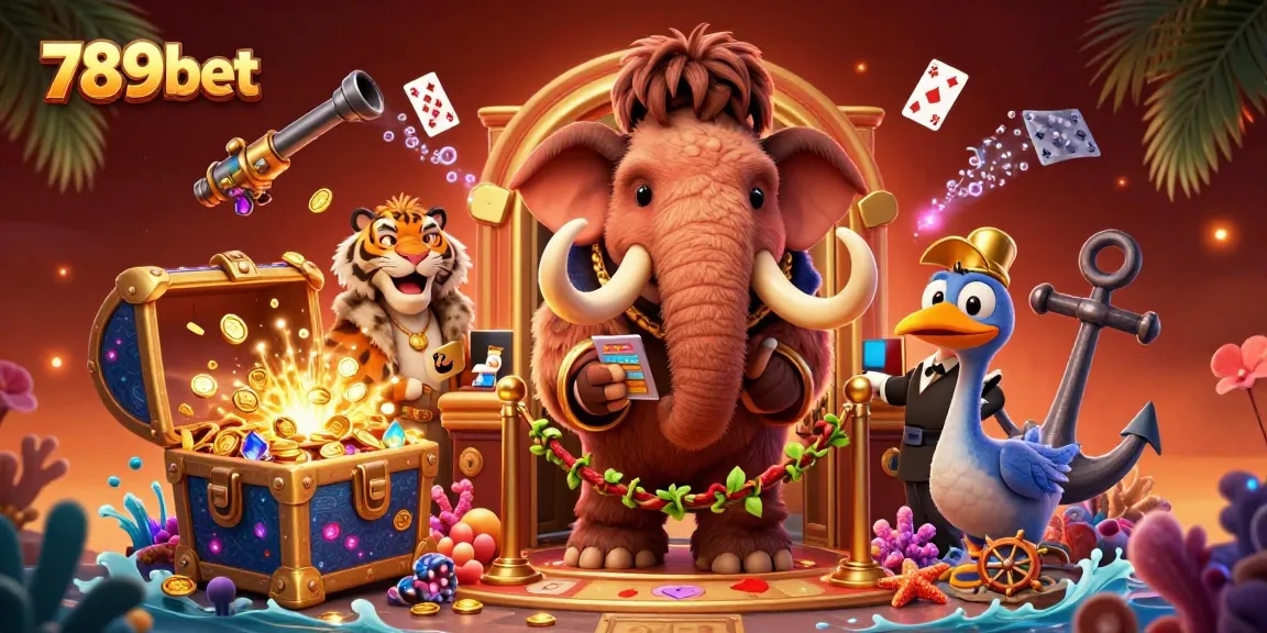 Win big with 789bet at a vibrant casino scene featuring dynamic characters and underwater treasures.