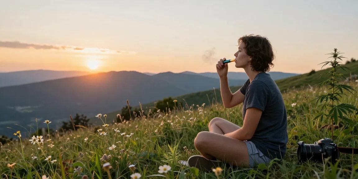 thc vape uk in a natural setting with organic hemp plant, promoting wellness and relaxation.