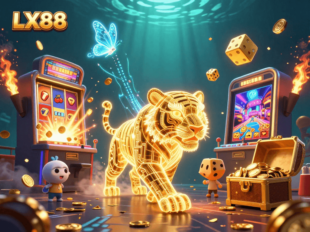 Experience thrilling gameplay at LX88 with vibrant digital casino art bursting with jackpots and excitement.