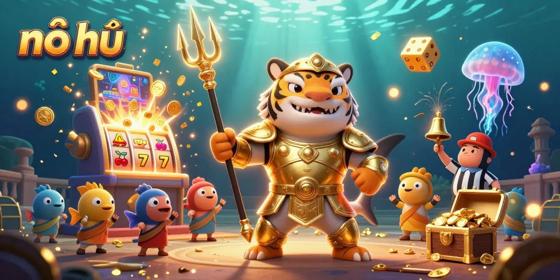 Engage with nổ hũ jackpot thrills in this vibrant underwater casino scene.