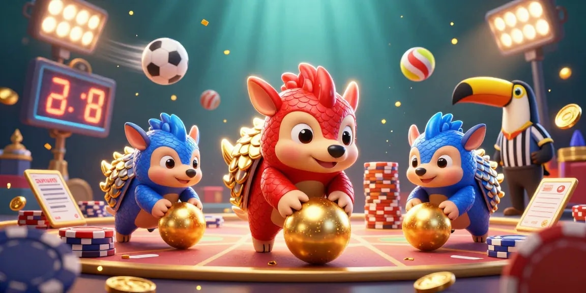 Catch the excitement of sunwin with pangolins battling in a vibrant casino scene!
