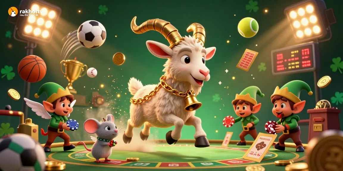 Experience rakhoitv trực tiếp bóng đá with an engaging scene of festive gaming elements featuring the Krampus goat.