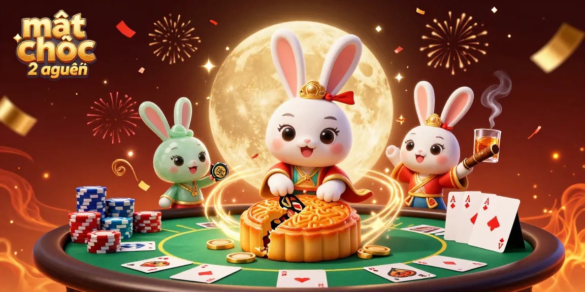 Mạt chược 2 người gameplay featuring mythical characters in a dynamic casino illustration with poker elements.