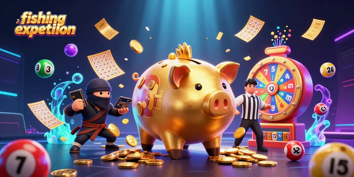 Experience thrilling action with a fishing expedition themed casino illustration featuring dynamic characters.