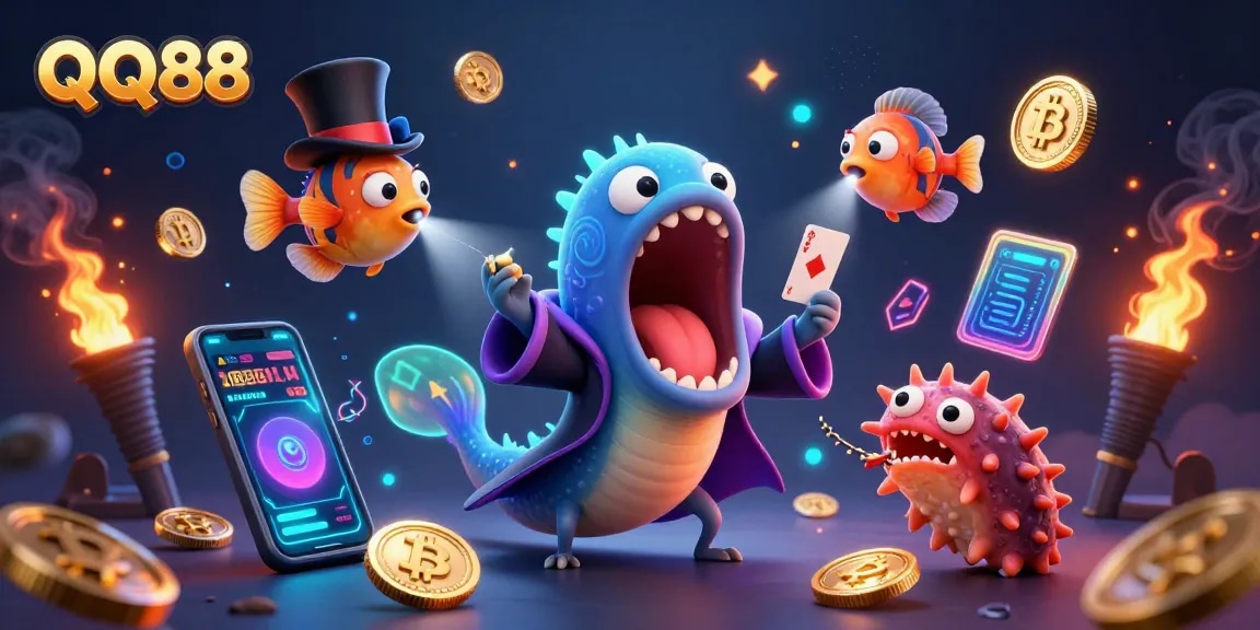 Experience thrilling fun at QQ88 with a vibrant 3D casino magic scene.