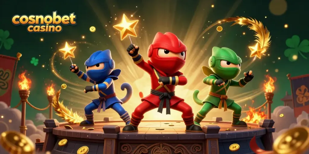 Experience thrilling action at cosmobet casino with ninja chameleons in a vibrant martial arts scene.