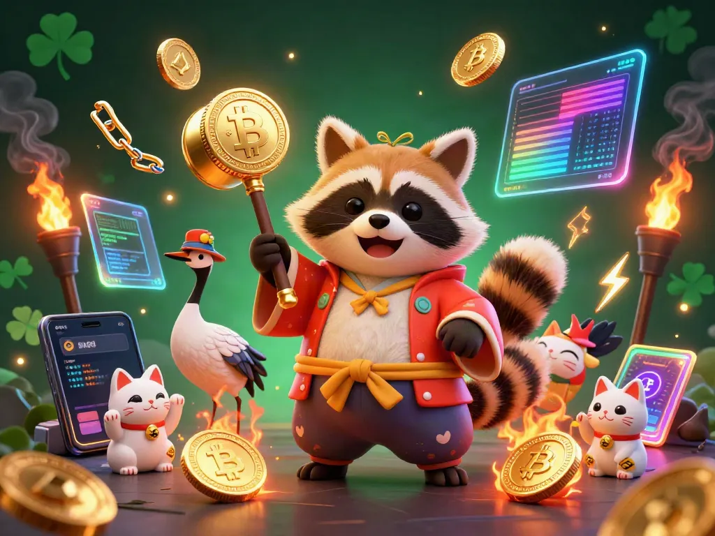 Experience the vibrant world of sx88 with a cheerful tanuki, golden mallet, and fortune cats in a dynamic casino scene.