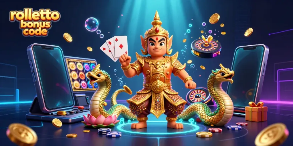 Spin the reels with the rolletto bonus code in a vibrant casino scene.