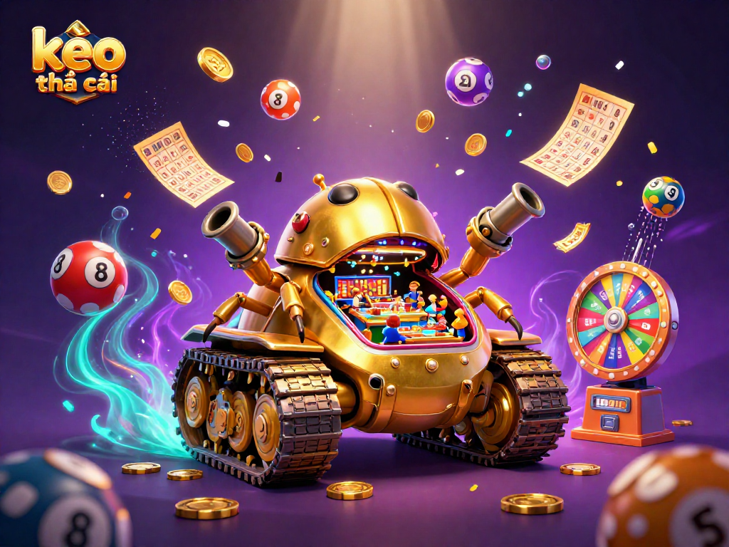 Engage with kèo nhà cái through this vibrant 3D illustration showcasing a magical casino world.