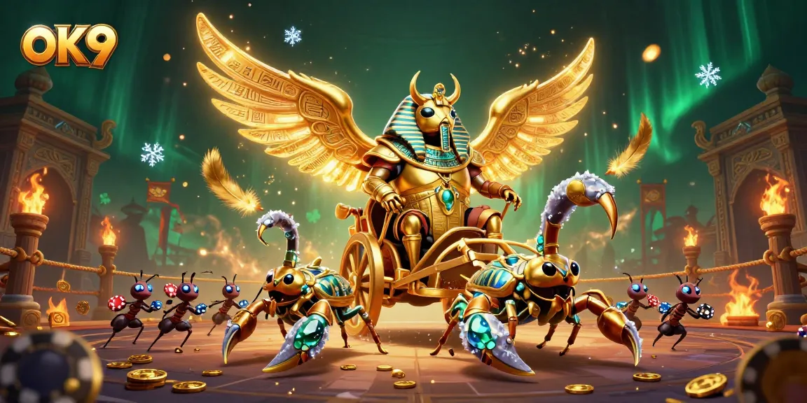 Engage with OK 9 in a dynamic casino scene featuring characters and rich gambling elements.