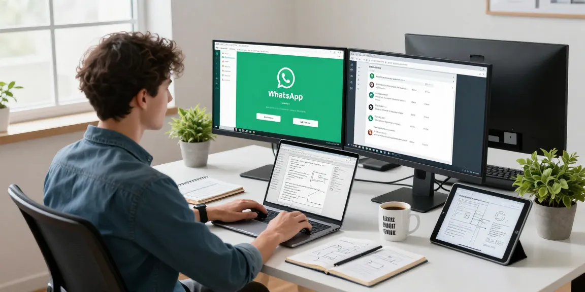 Using WhatsApp電腦版 for team collaboration in a modern workspace