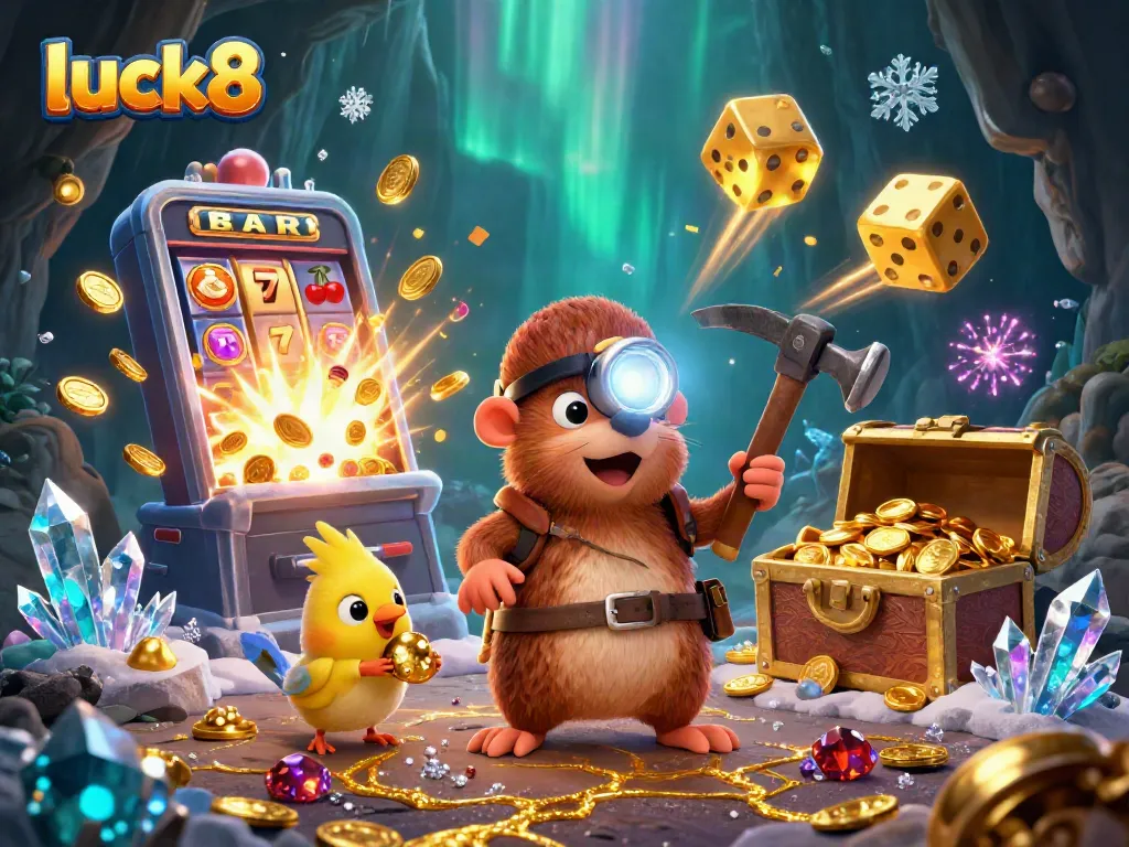 Engage with luck8 and discover thrilling slot machine action amid a treasure-filled cave adventure.