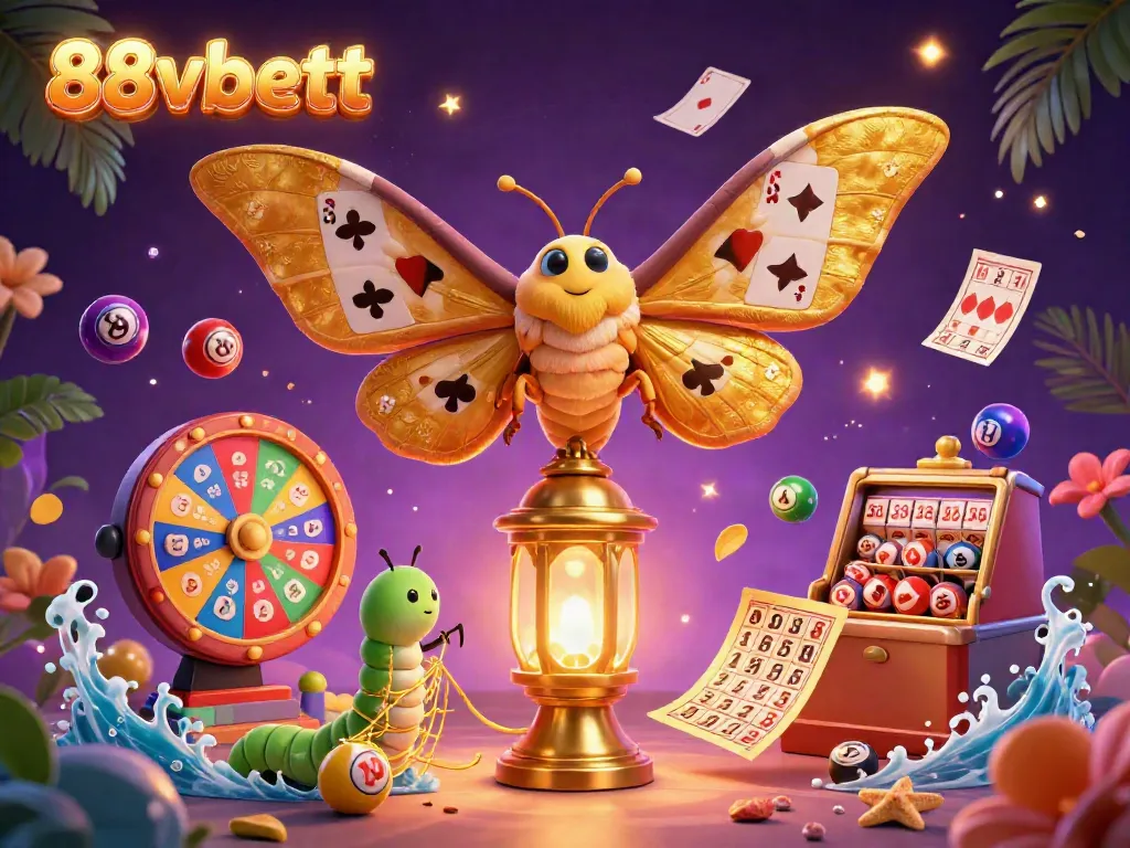 Experience the excitement of 88vbett with dynamic lottery balls and a vibrant casino scene.