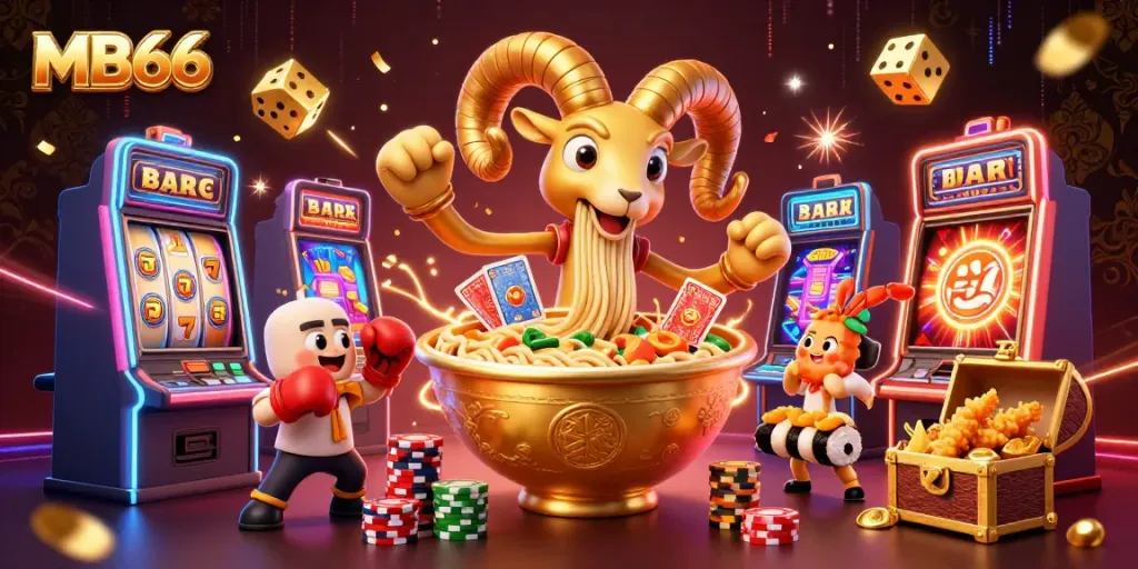 Engage with MB66's vibrant casino scene, featuring dynamic characters and exciting game elements.