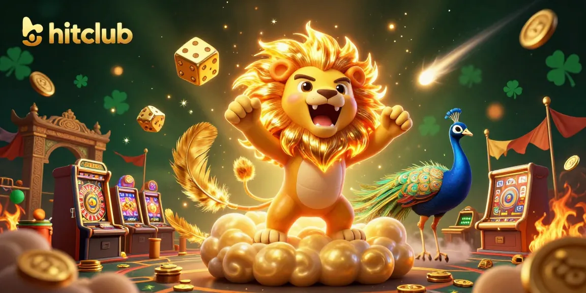 Join the action at hitclub's vibrant online casino, featuring dynamic game elements and golden lion charm.