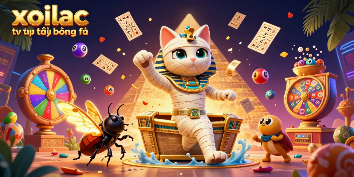 Xoilac tv trực tiếp bóng đá scene with dynamic 3D characters and vibrant casino elements