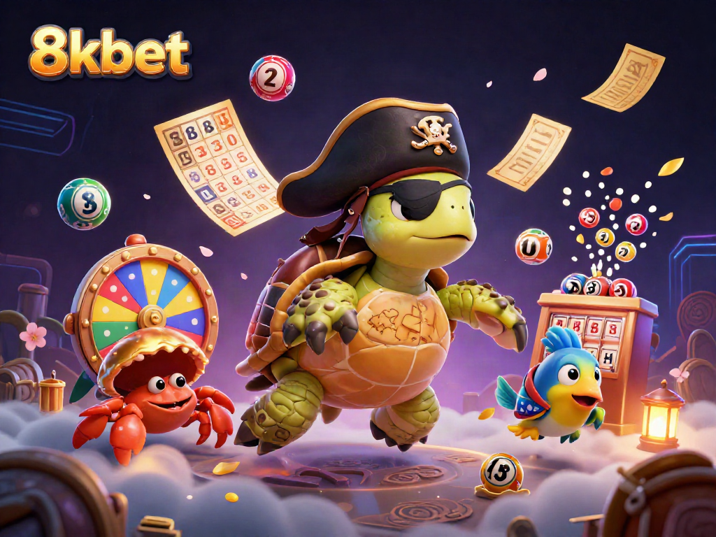Experience vibrant 8xbet thrills with playful cartoon characters amid dynamic lottery action.